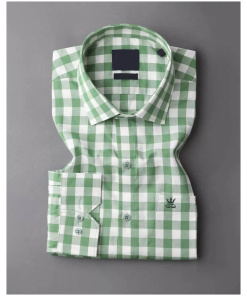 Green White Checks Premium Cotton Shirt