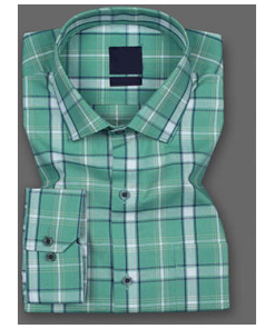 Surfie Green With Black Checkered Premium Giza Cotton Shirt