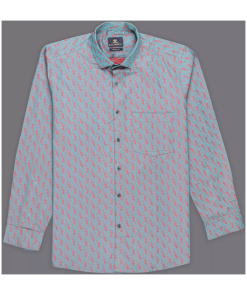 Sapphire Blue Geometrical Pattern Printed Cotton Shirt