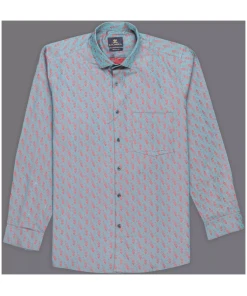 Sapphire Blue Geometrical Pattern Printed Cotton Shirt