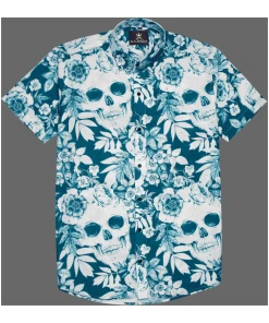Skull And Flower Pattern Printed Stylish Shirt