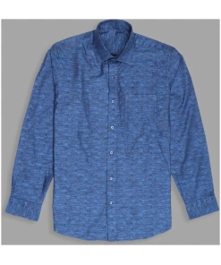 Navy Blue Floral Printed Jacquard Shirt