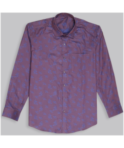 Burgundy Purple Floral Printed Cotton Shirt