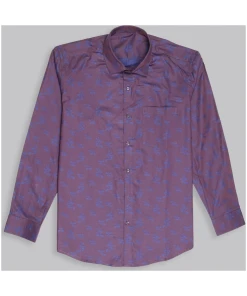 Burgundy Purple Floral Printed Cotton Shirt