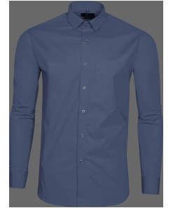 Slate Gray Solid Dobby Cotton Shirt