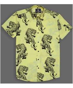 Yellow Color Tiger Printed Shirt