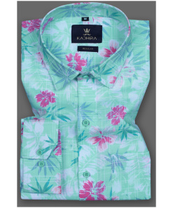 Pastel  Floral Printed  Cotton Shirt