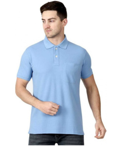 Men's Half Sleeve Polo Collar Cotton T Shirt (Sky Blue)