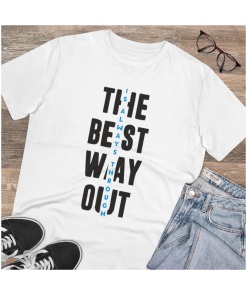 Men's PC Cotton The Best Way Out Printed T Shirt (Color: White)