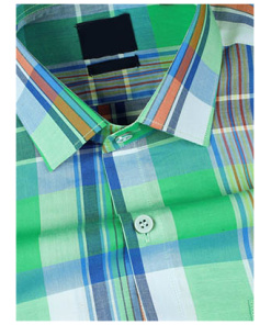 Light Green Multicolored Checked Premium Cotton Shirt