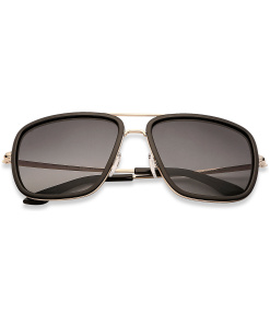 Golden Black Full Rim Square PolyCarbonate Sunglasses