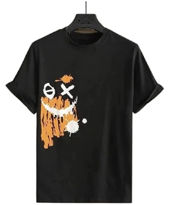 Black Cotton Printed Tshirt