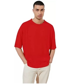 Oversized Plain Cotton Blend Half Sleeve T-Shirts For Men's