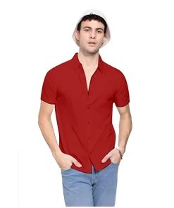 Men's Lycra Blend Solid Stitched Half Sleeve Shirt