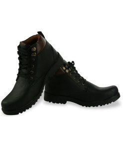 Men Black Color Synthetic Material Casual Boots