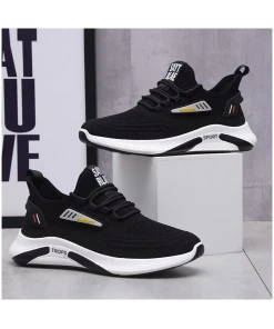 New Flying Woven Men's Height Increasing Running Shoes