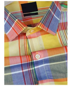 Bright Yellow And Multicolor Checkered Premium Giza Cotton Shirt