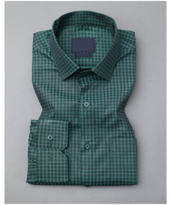 Pine Green Checked Premium Cotton Shirt