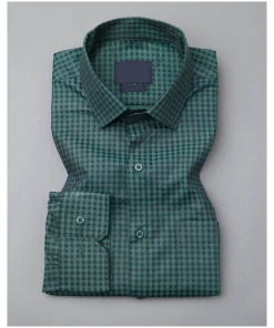 Pine Green Checked Premium Cotton Shirt