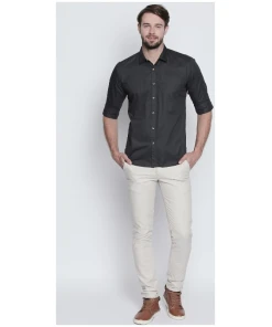 Men's Cotton Slim Fit Casual Shirt (Material: Cotton, Color:Grey)