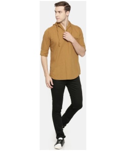 Men's Cotton Casual Short Cross Kurta Shirt (Material: Cotton, Color:Cream)