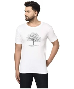 Printed Cotton Tshirt For Men's (White)