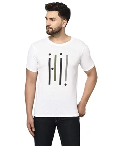 Printed White Cotton Tshirt For Men's