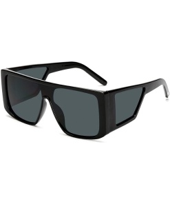 Mens Square Sunglasses, Black Frame, Black Lens