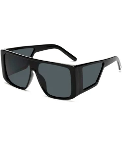 Mens Square Sunglasses, Black Frame, Black Lens