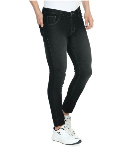 Men's Skinny Fit Denim Mid Rise Jeans (Black)