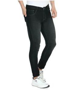 Men's Skinny Fit Denim Mid Rise Jeans (Black)
