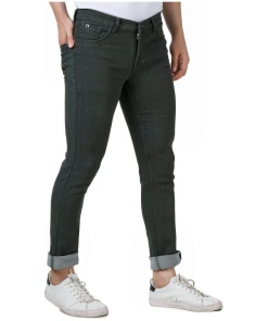 Men's Regular Fit Denim Mid Rise Jeans (Olive)