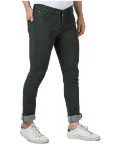 Men's Regular Fit Denim Mid Rise Jeans (Olive)