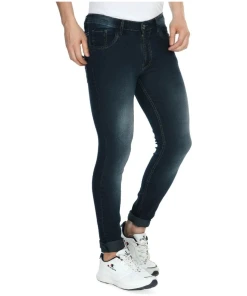 Men's Skinny Fit Denim Mid Rise Jeans (Dark Blue)