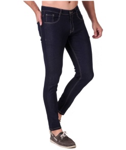 Men's Slim Fit Denim Mid Rise Stretchable Jeans (Blue)