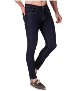 Men's Slim Fit Denim Mid Rise Stretchable Jeans (Blue)