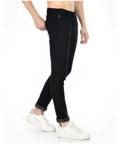 Men's Regular Fit Denim Mid Rise Jeans (Black)