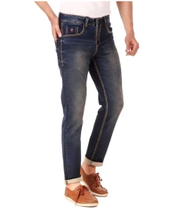 Men's Slim Fit Denim Mid Rise Jeans (Blue)