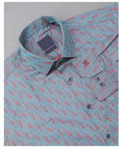 Sapphire Blue Geometrical Pattern Premium Cotton Shirt
