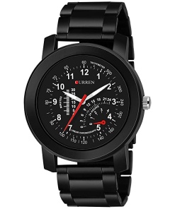 Stuff Analogue Black Dial Metal Strap Watch For Men
