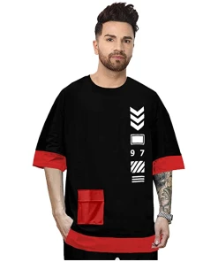 Men's Cotton Printed Round Neck Loose Fit Oversized Hip Hop Casual T-Shirt