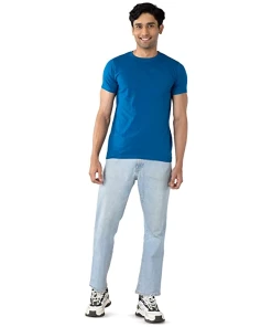 Regular Fit Crew Neck T-Shirt For Men's (White, Blue, Black)