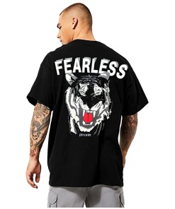 Men's Overiszed Cottonblend Half Sleeve Back Printed Tshirt