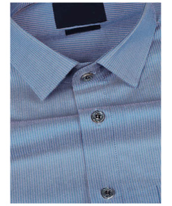 Sapphire Blue Striped Premium Cotton Shirt