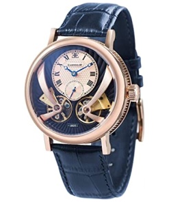 Double Barrel Automatic Watch with Open Heart Dial