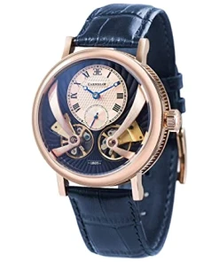 Double Barrel Automatic Watch with Open Heart Dial