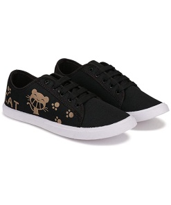 Lace-Up Black Casual Shoes For women