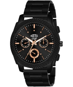 All Black Stainless Steel Strap Stylish Analog Watch for Men