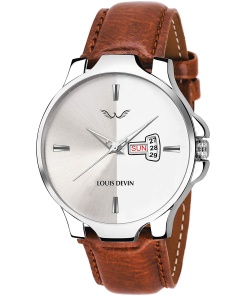 Leather Strap Analog Wrist Watch for Men