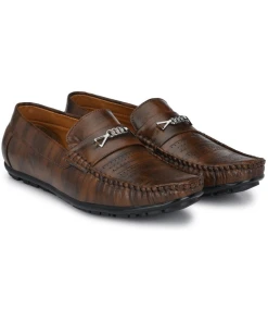 Men Brown Color Leatherette Material Casual Loafers